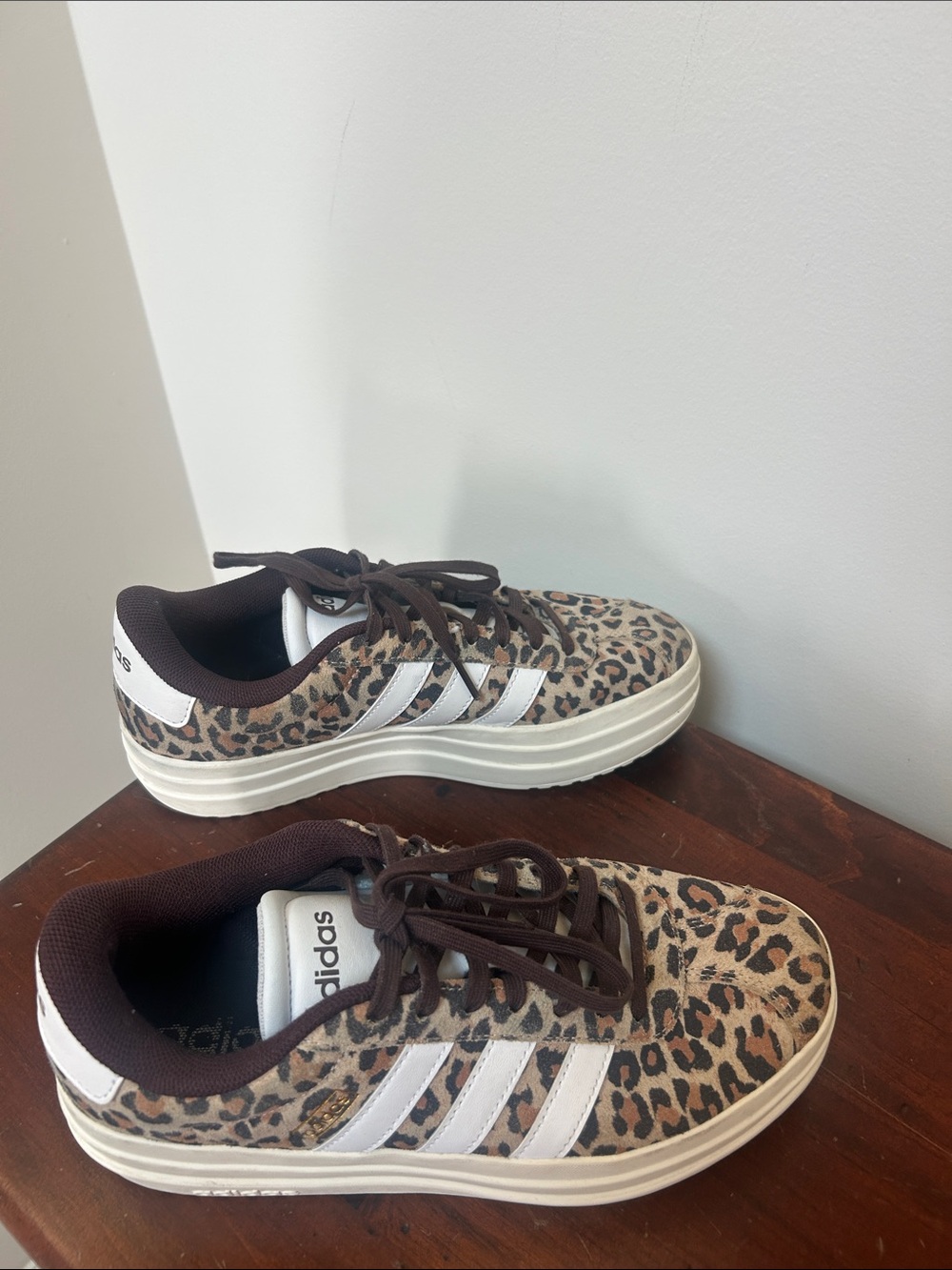 adidas Leopard Print Platform Sneakers - Brown/White size 7 - Picture 3 of 4